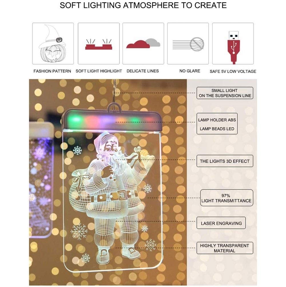 Girlanda świetlna, zewnętrzna i wewnętrzna dioda LED, oświetlenie bożonarodzeniowe LED, dzwonki 3D, płatki śniegu, wiszące światła, romantyczna dekoracja pokoju, akrylowe girlandy świetlne, grudzień