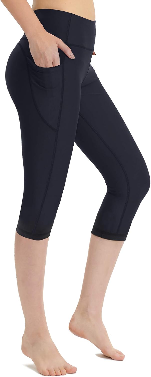 Zeronic High Waist Yoga Pants with Pockets Capri/Long Tummy Control for Women 4 Way Stretch Workout Running Leggings