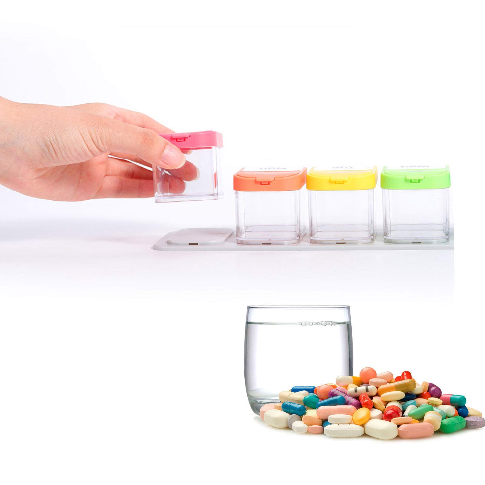 Pastillero Organizador De Dispensador De Medicamentos Semanal De 7 Días, Pastillero De Arco Iris 2 Veces Al Día Dispensador De Medicamentos Portátil Semana para Viajar A Casa