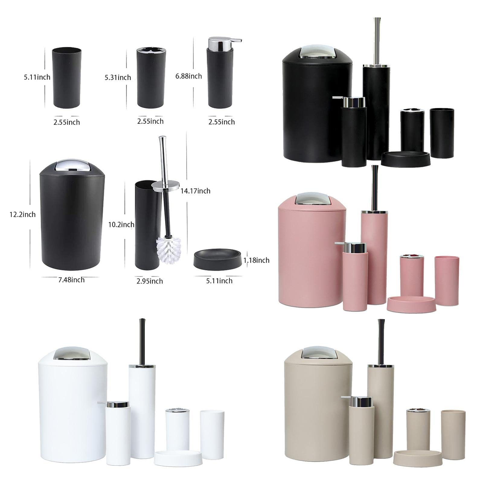 Generic Set mit 6 Badezimmerzubehörsets Dekorieren Sie Ihr Badezimmer Und Halten Sie Es Sauber Und Ordentlich, Rosa