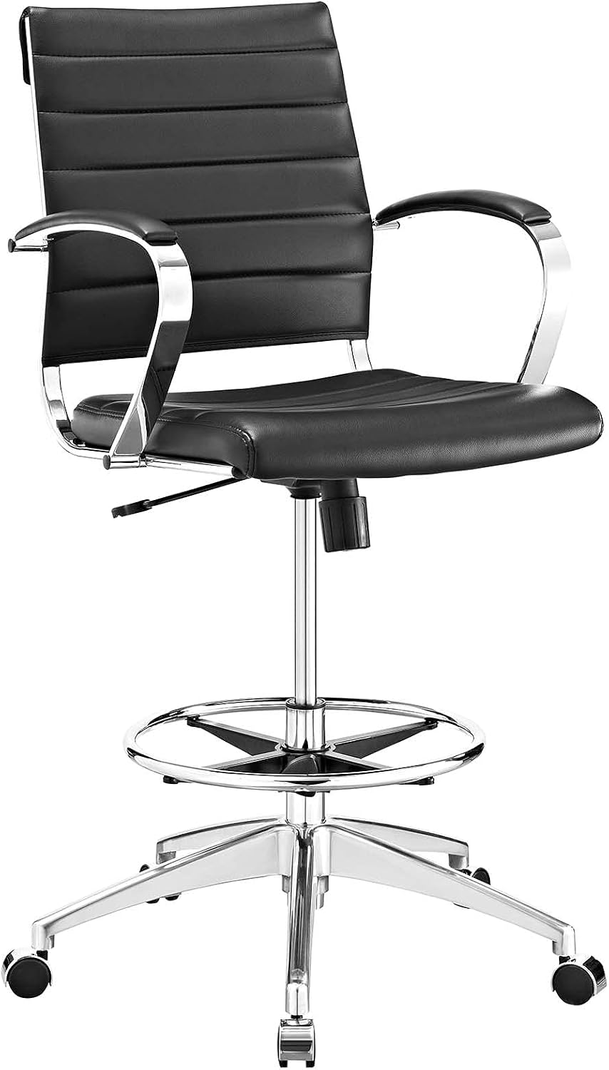 Modway MO- Jive Reception Desk Chair - Counter Height Swivel Stool, Drafting, Black