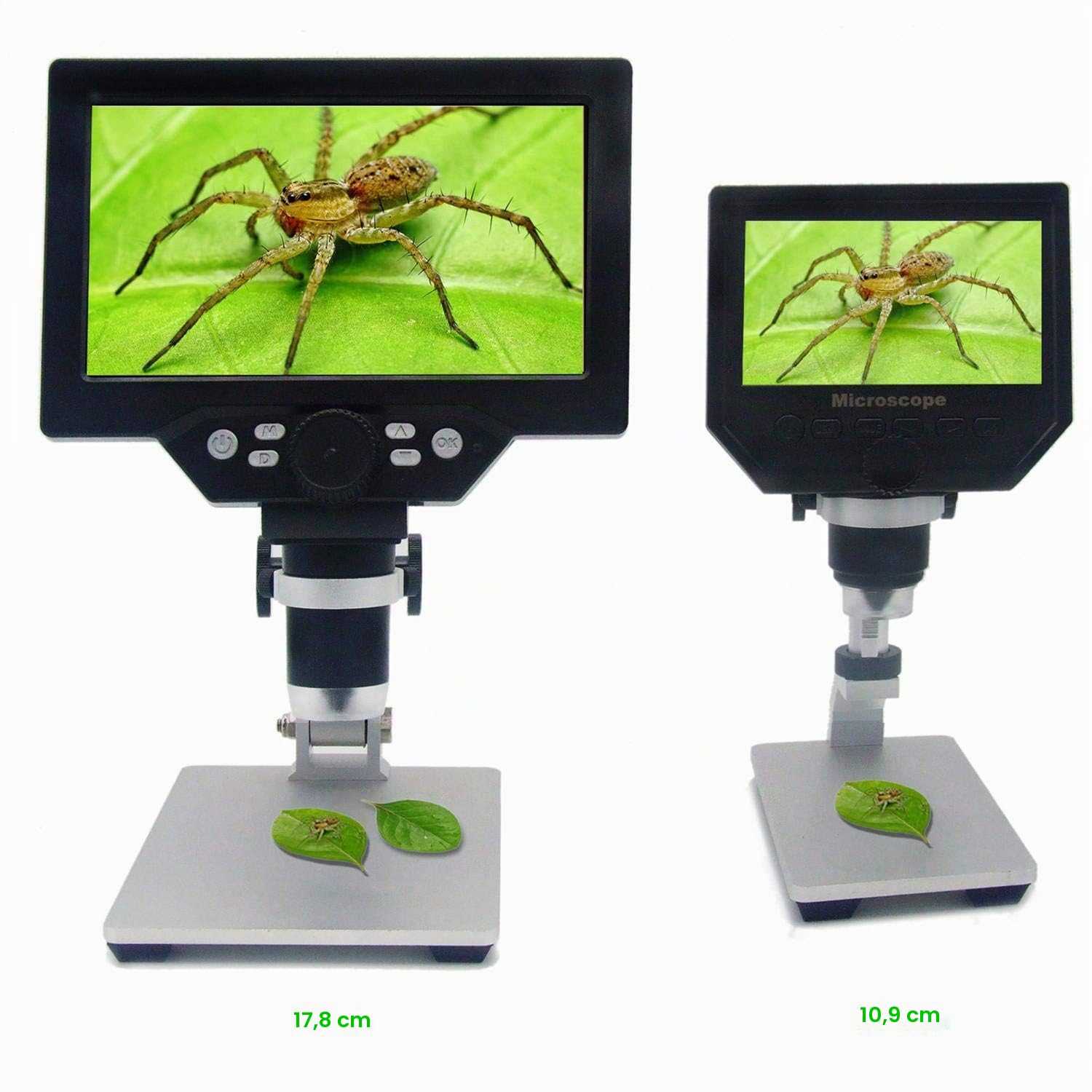 EMEBAY Microscopio Digitale HD LCD da 7 Pollici Batteria Ricaricabile | Microscopio Video Elettronico, 12 MP, Microscopio Portatile con Supporto in Metallo