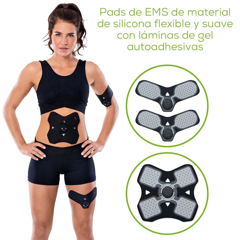 Beurer EM 22 Muscle Booster, juego de pads EMS de tres piezas para la electroestimulación de los músculos del brazo, la pierna y el abdomen, 15 niveles de intensidad y pads de silicona autoadhesivas