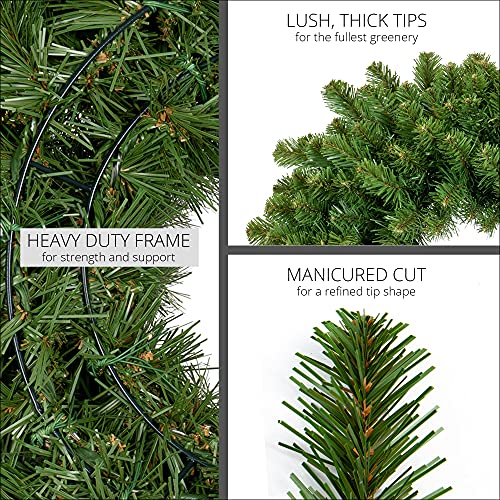 Red Sleigh 30 Inch Heavy Duty Sequoia Fir Commercial-Grade Prelit Wreath For Christmas, 100 Warm White Led Lights #TOP3