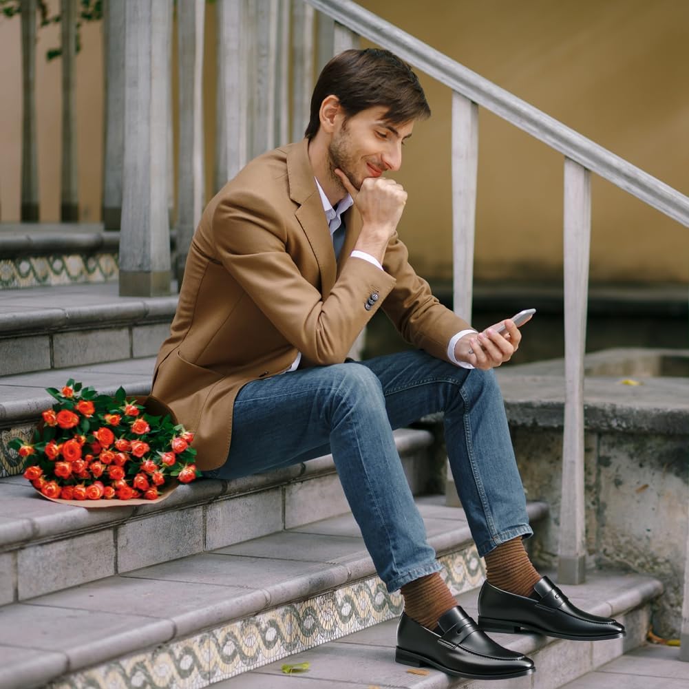 CHAMARIPA Men's Invisible Height Increasing Loafers | 2.76 Inch Elevator Shoes | Genuine Leather Lining | Slip-On for Business Casual & Formal Wear - Image 2