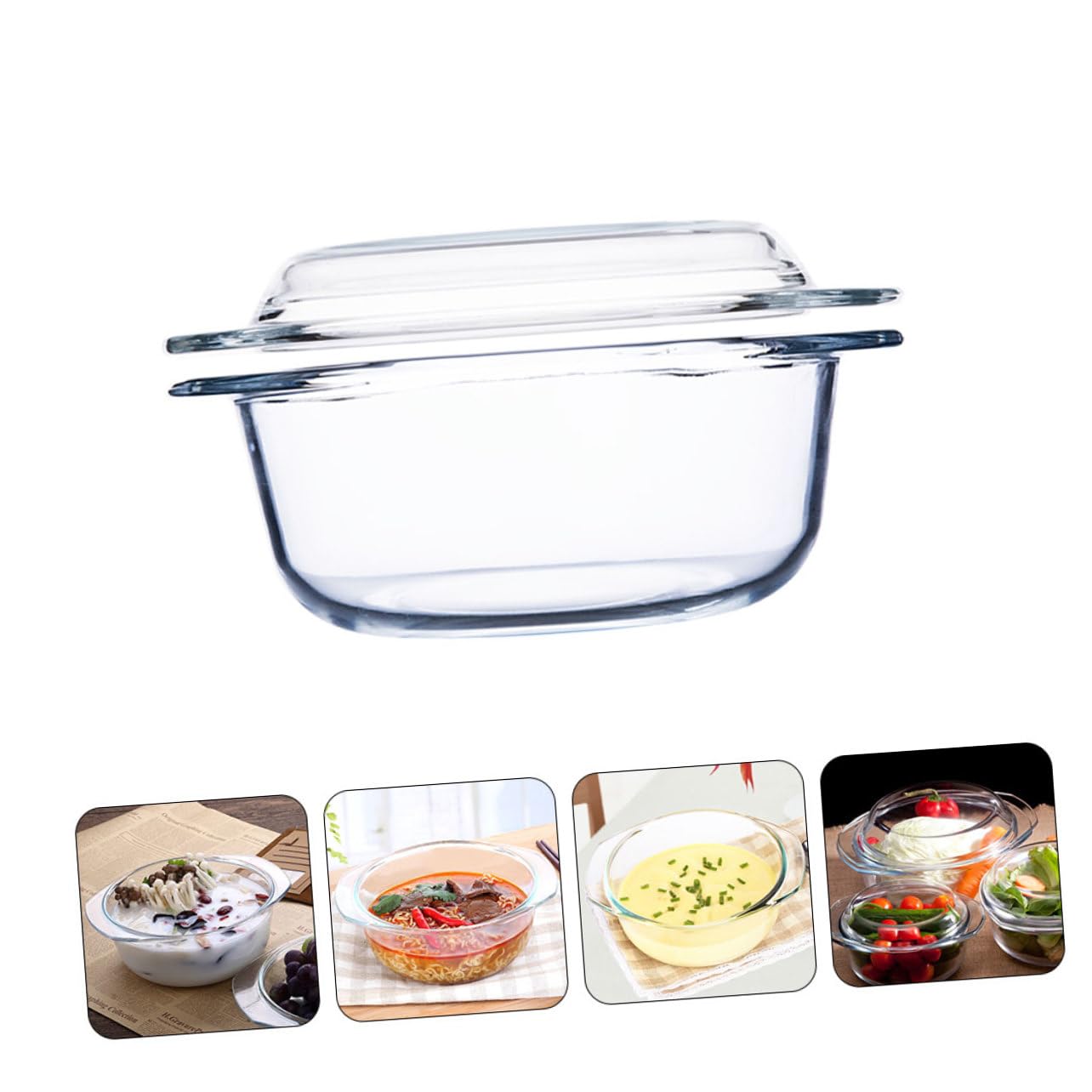 Hitzebeständige Glasschüssel mit Deckel, 1l, Temperglas | Mikrowellengeeignet, Ofen Geeignet, 1 Stück, Leicht zu Reinigen, Brucharm