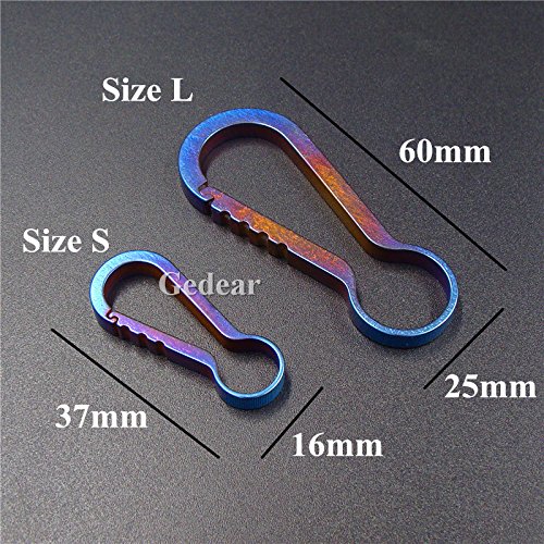 TIKING Titanium TC4 Ti Snaplock Quickdraw Buckle Carabiner Clip Outdoor Tool Quick Release Keychain (Blue, S(37mm)+25mm Keyring)