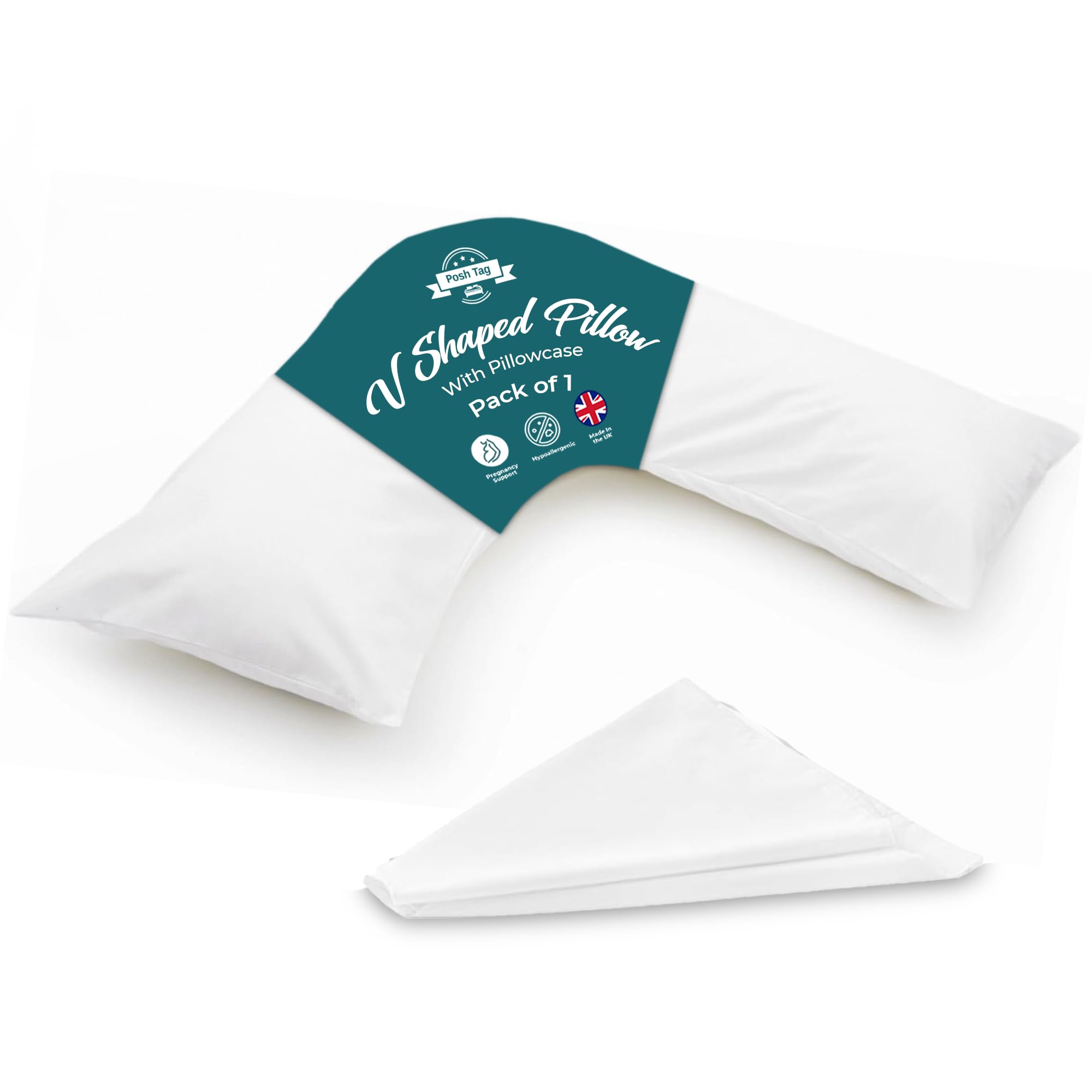 V Pillow with Pillowcase 140 cm x 30 cm, Pregnancy Pillow for Nursing, Orthopedic, Maternity Support, V Shaped Triangle Pillow, Extra Filled Hollow Fiber, Hypoallergenic