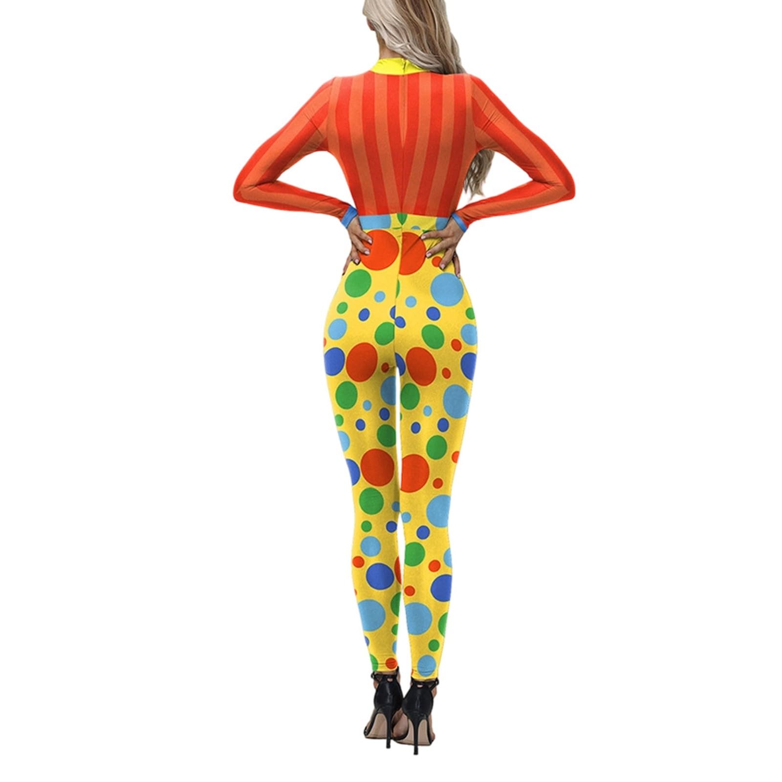 Faschingskostüme Digitaldruck Bühnenperformance Enganliegendes Outfit Für Cosplay Erwachsene Komplett Für Party Und Ausgefallene Performance Clown Overall Karneval