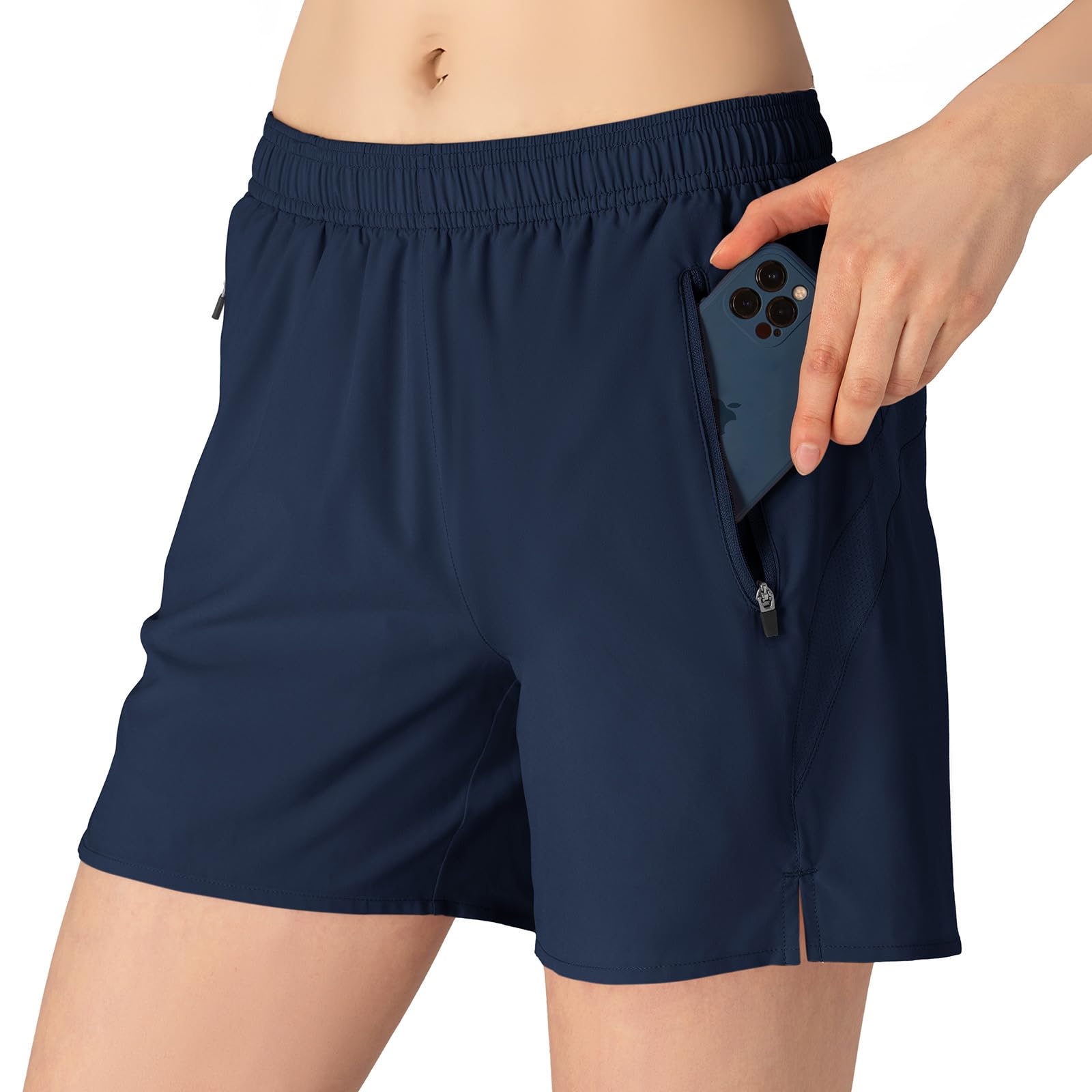 donhobo Damen Sport Shorts Schnell Trocknend Kurze Hose | Sommer Sporthose Fitness Atmungsaktiv Leicht Yoga Gym Training Laufshorts mit Reißverschlusstasche