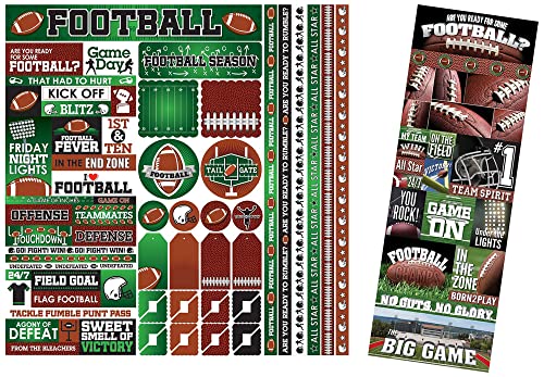 Football Scrapbook Stickers - The Big Game Themed Sports Stickers For Scrapbooking, Helmet, Dorm Room Decor, Cards, Planner, Journal, Photo Album, Diy Crafts | Total 2 Items In Sticker Set #TOP11