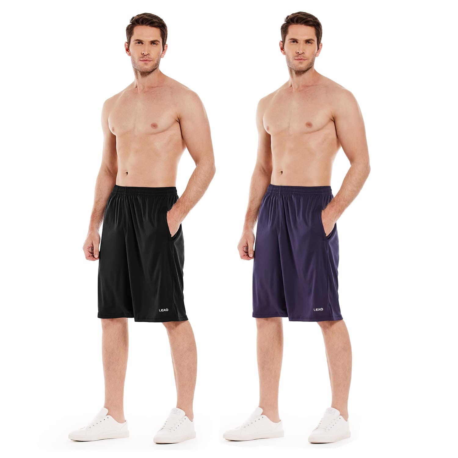LEAO Men's Basketball Shorts 2-Pack - Quick Dry, Zipper Pockets, Loose-Fit For Sports & Running - View #11