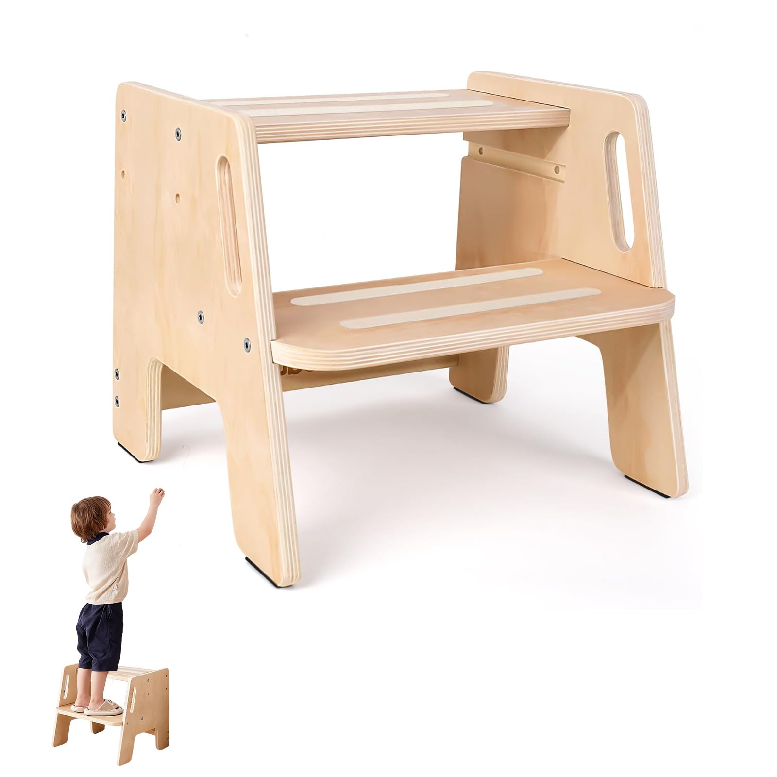 Marche pied bois avec poignées haute résistance jusqu'à 150 kg pour enfant