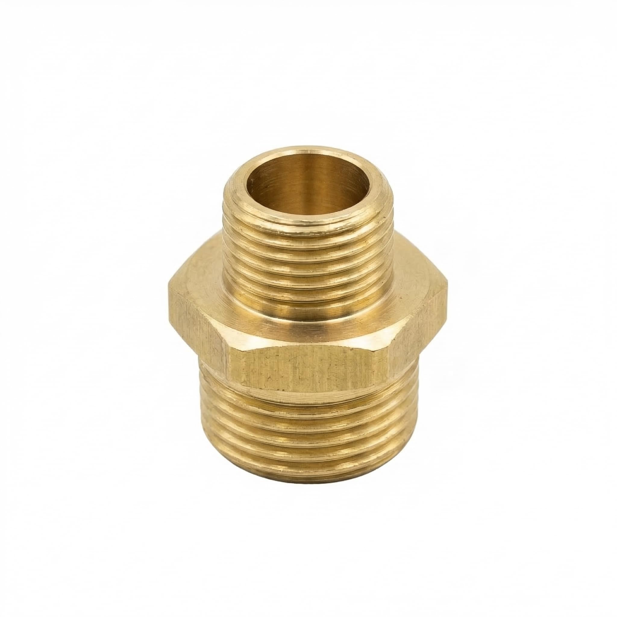 Messing Doppelnippel reduziert G 3/8 x G 1/2, Außengewinde, 5er Pack