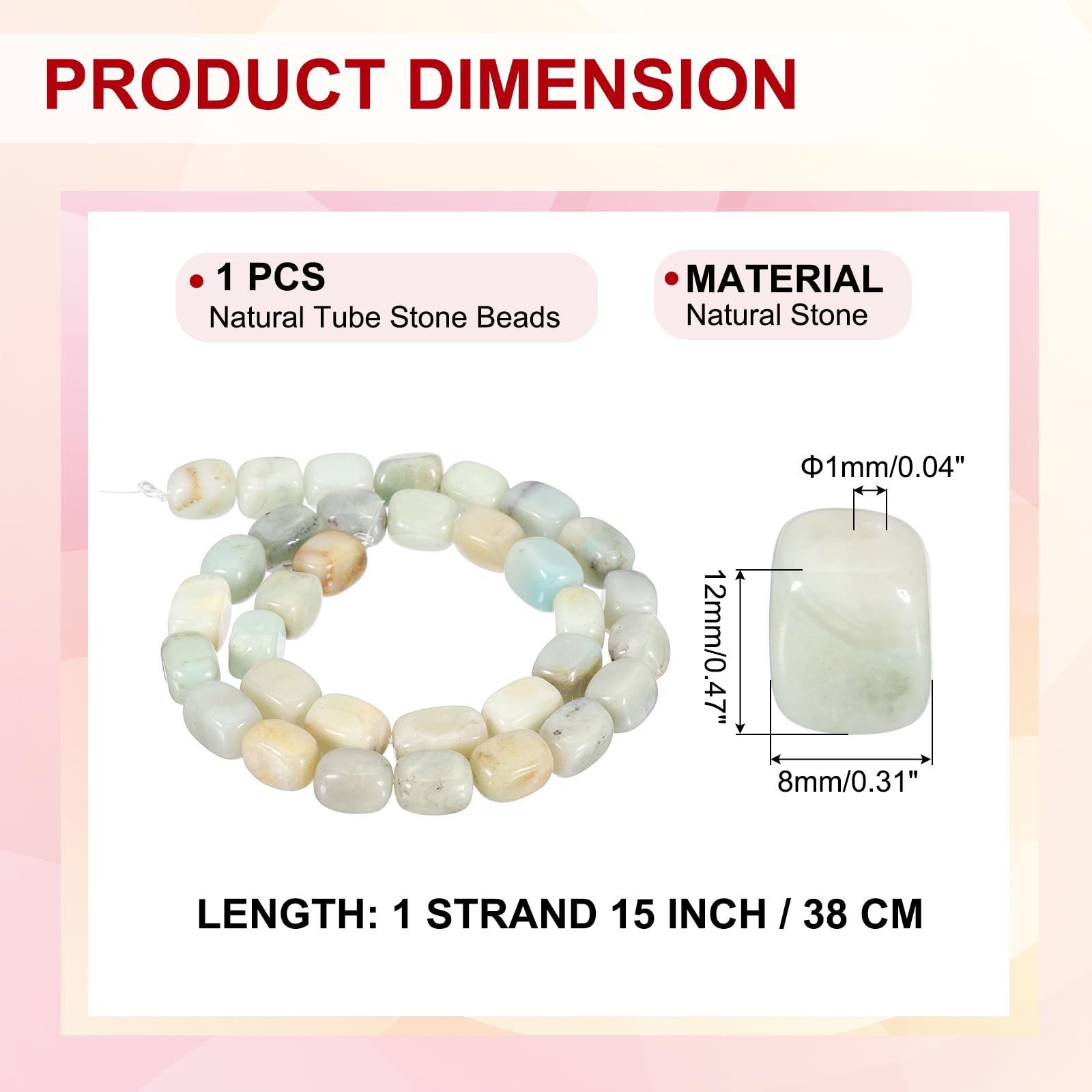 PATIKIL 12x8mm Natural Stone Gemstone Beads for Jewelry Making 1 Strand 15"/38cm Cuboid Loose Spacer Beads Crystal Agate Beads for Bracelet Necklace DIY Art Craft Moss Green - Image 2
