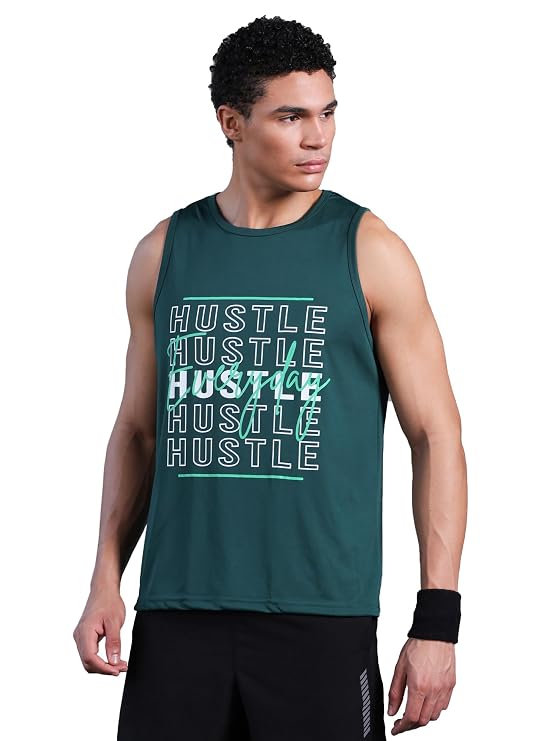 CHKOKKO Tank Tops Sleeveless T-Shirt for Men Dry Fit Vest Gym Wear Graphic Printed Stylish Round Neck Running Sando for Sports Workout Fitness & Casual or Beach Wear