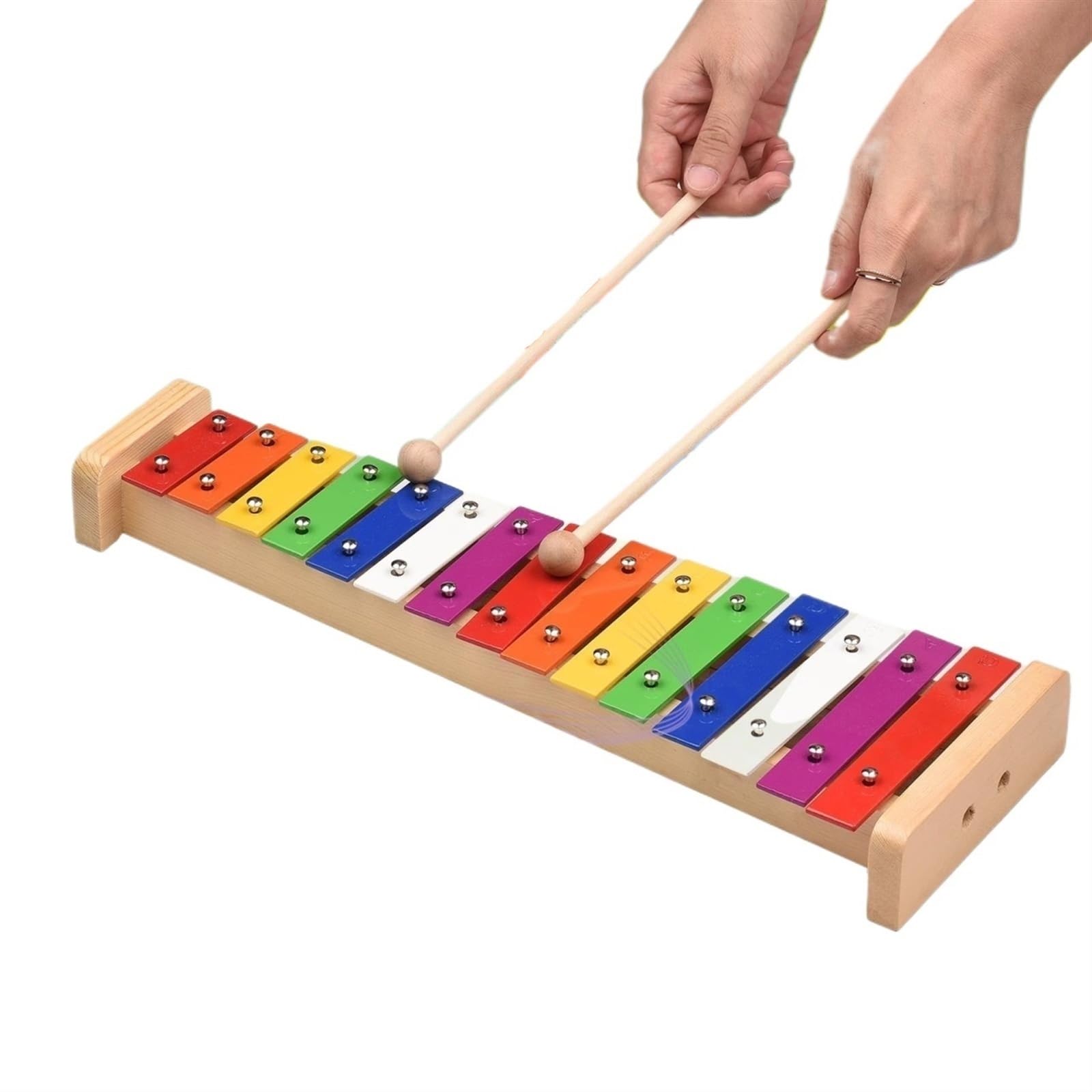 Xilófono Xilófono Glockenspiel De 15 Notas Base De Madera Barras De Aluminio Coloridas Con 2 Mazos Instrumento Musical Regalo De Percusión