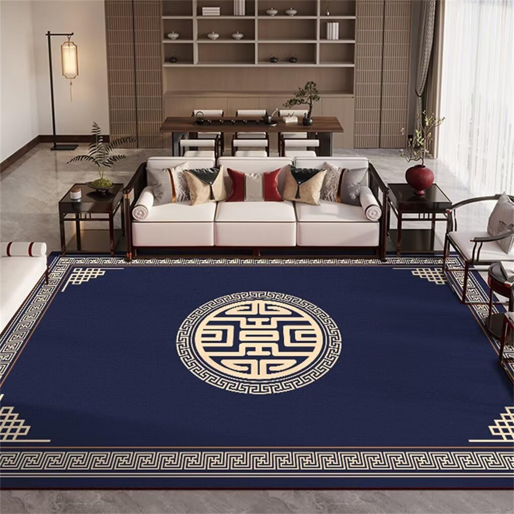 Tapis de chambre fille bleu 60x110 cm au style imprimé chinois