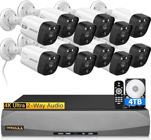 4K8.0 megapíxeles y ultra gran angular de 130 Sistema de cámara de seguridad PoE de audio de 2 vías para el hogar al aire libre, sistema de cámaras