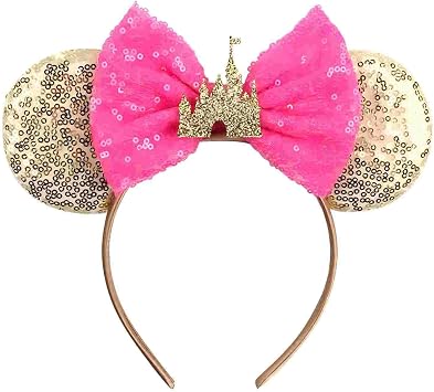 Mouse Ears Headband, Mouse Ears Gift for Women Girls, Sequin Bow Headband Role Play Accessories Party DecorationsPalace