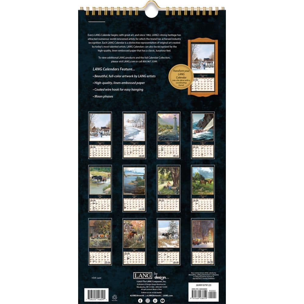 Lang, Treasured Times Vertikaler Wandkalender 2026, 20,3 x 40,8 cm, 12-Monatskalender mit gehefteter Bindung