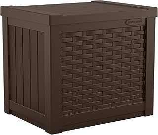 Suncast 22-Gallon Small Deck Box - Lightweight Resin Indoor/Outdoor Storage Container and Seat for Patio Cushions and Gard...