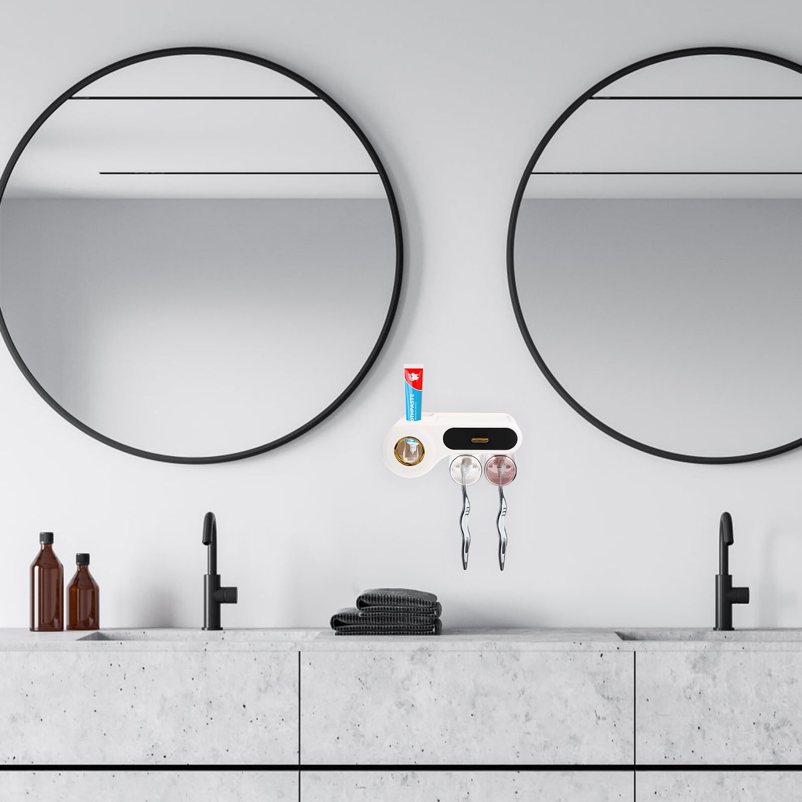 TOYANDONA Portaspazzolino Parete Organizzatore per Spazzolini e Dentifricio Mensola Salvaspazio per Bagno e Wc