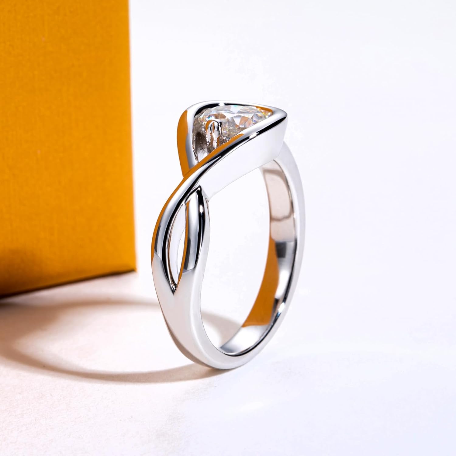 Moissanite Engagement Ring 1CT D Color VVS1 Clarity 925 Sterling Silver Moissanite Infinity Twisted Promise Anniversary Wedding Rings for Women with Certificate - Image 6