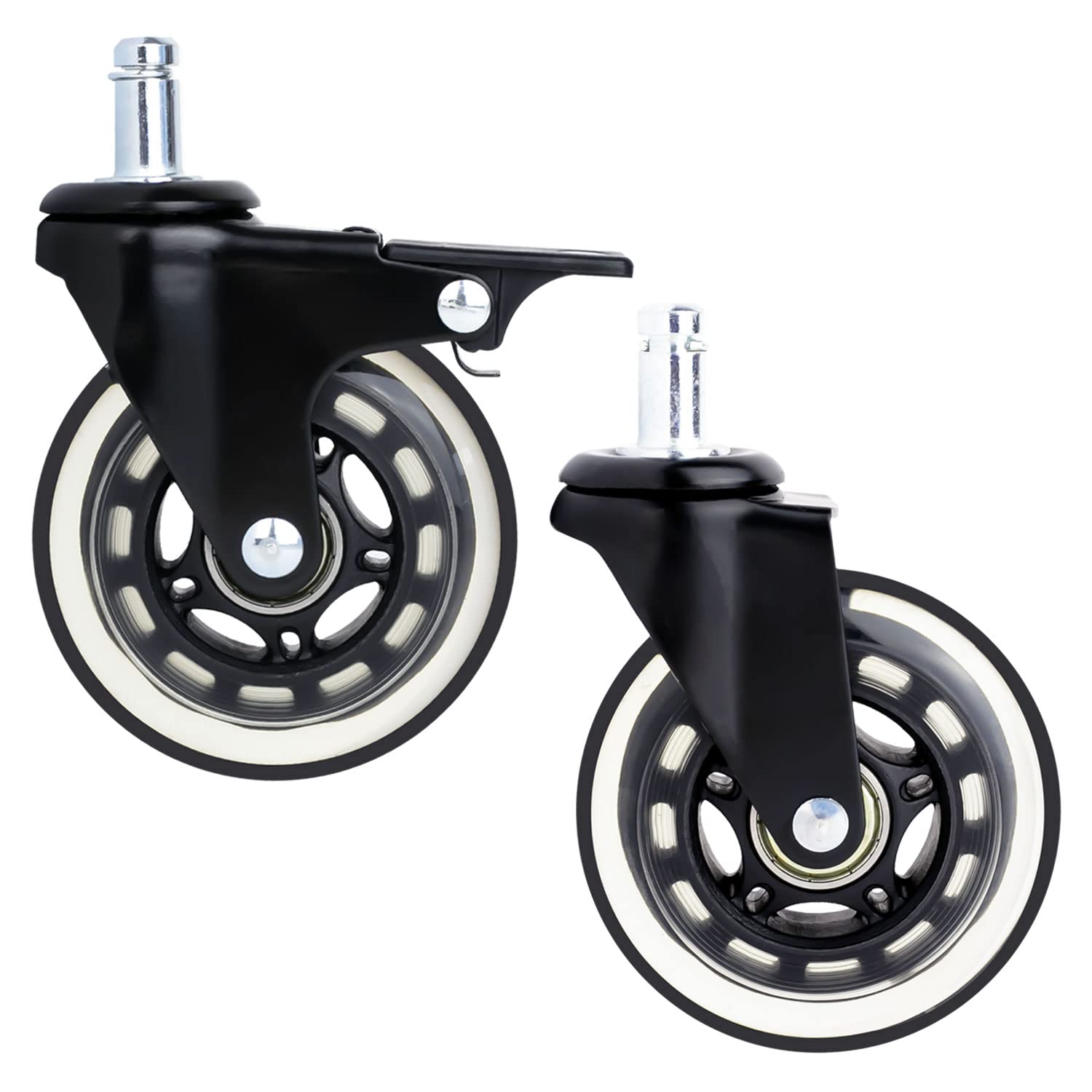 HMF 6810 kółka do twardych podłóg biurowych z funkcją hamowania, 5 sztuk, 11 mm, czarne
