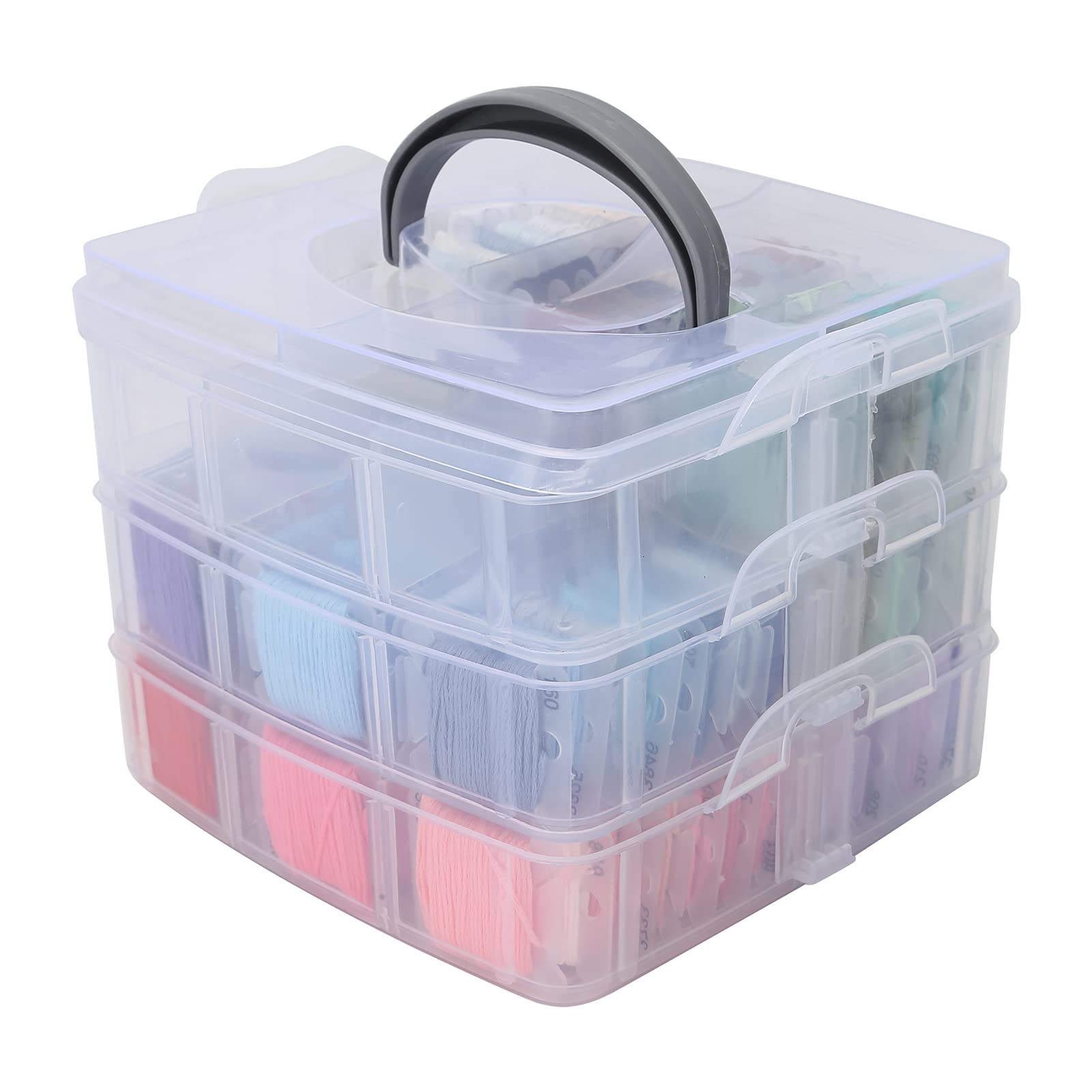 Set filo da ricamo, filo da cucito a 150 colori per macchina da ricamo, scatola di plastica a tre strati con bobine numerate, filo di cotone poliestere morbido per punto croce,