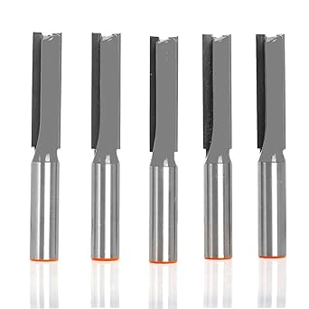 Straight Router Bits 1/2 Shank by PROMSA, 5pcs Straight Router Bits, Tungsten Carbide Router Cutters Set, Double Flute Kitchen Fitters Router Bit Set for Routers Woodworking