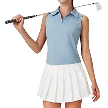 BEROY Womens Sleeveless Golf Polo Shirts Collared V Neck Cropped Tennis Athletic Tank Tops Quick Dry
