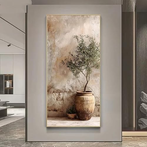 GOSRD Modern Wall Artwork Prints Canvas Wall Art Print Mediterranean Bohemian Farmhouse Style Olive Tree Poster for Living Room(55X110cm/Frameless)
