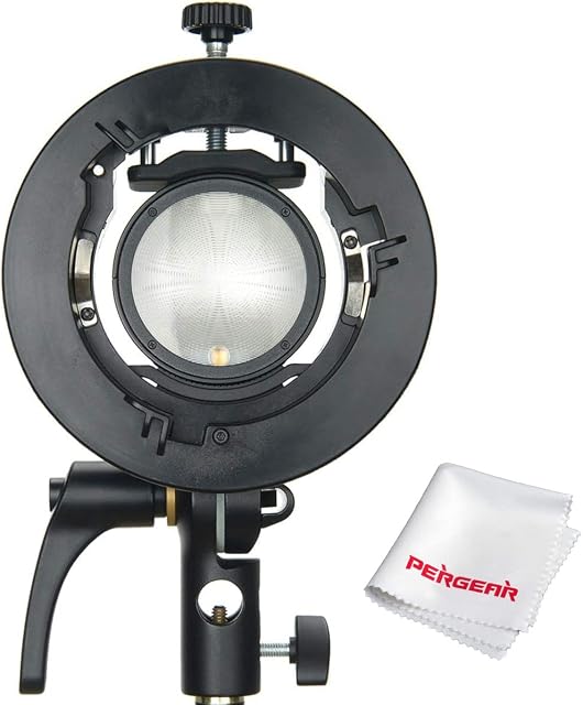 Godox S2 Speedlite S-Type Bracket Bowens Mount Flash Holder for Godox V1 AD200Pro AD400Pro AD200 and AD300 PRO, Precise Tilt Control, Large Handle, Integrated Umbrella Mount with Pergear Diffusers