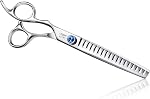 JASON Left Handed 7" Dog Grooming Scissors Set, 3 in 1 Ergonomic Blending, Curved, Straight Cat Pet Hair Trimming Thinning Professional Kits with Offset Handle and a Jeweled Screw