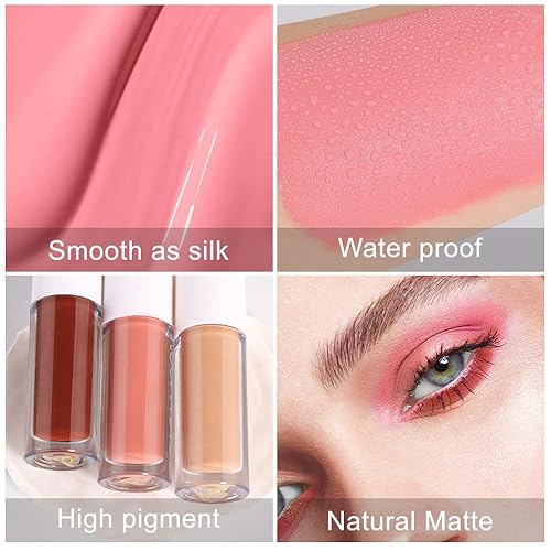 Miniatura 4 de evpct Juego de 8 sombras de ojos líquidas mate Naked Nude Beige Natural Dark Brown Light Brown Gold Pink Mauve suave cremoso sombra de ojos líquida,