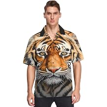 Beautiful Tiger King Hawaiian Shirt for Men Casual Button Down Short Sleeve Funky Shirt for Summer-S