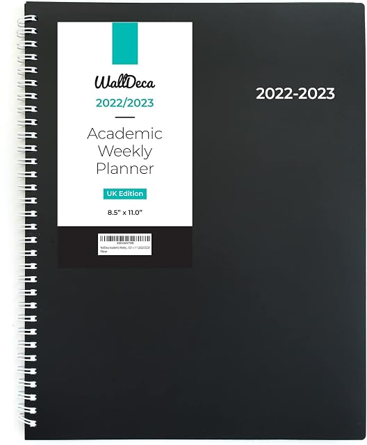 WallDeca 2022-2023 Academic Weekly Planner - Weekly & Monthly Planner, Jul 2022 - Dec 2023 | Flexible Cover, Notes Pages, Twin-Wire Binding (A4)