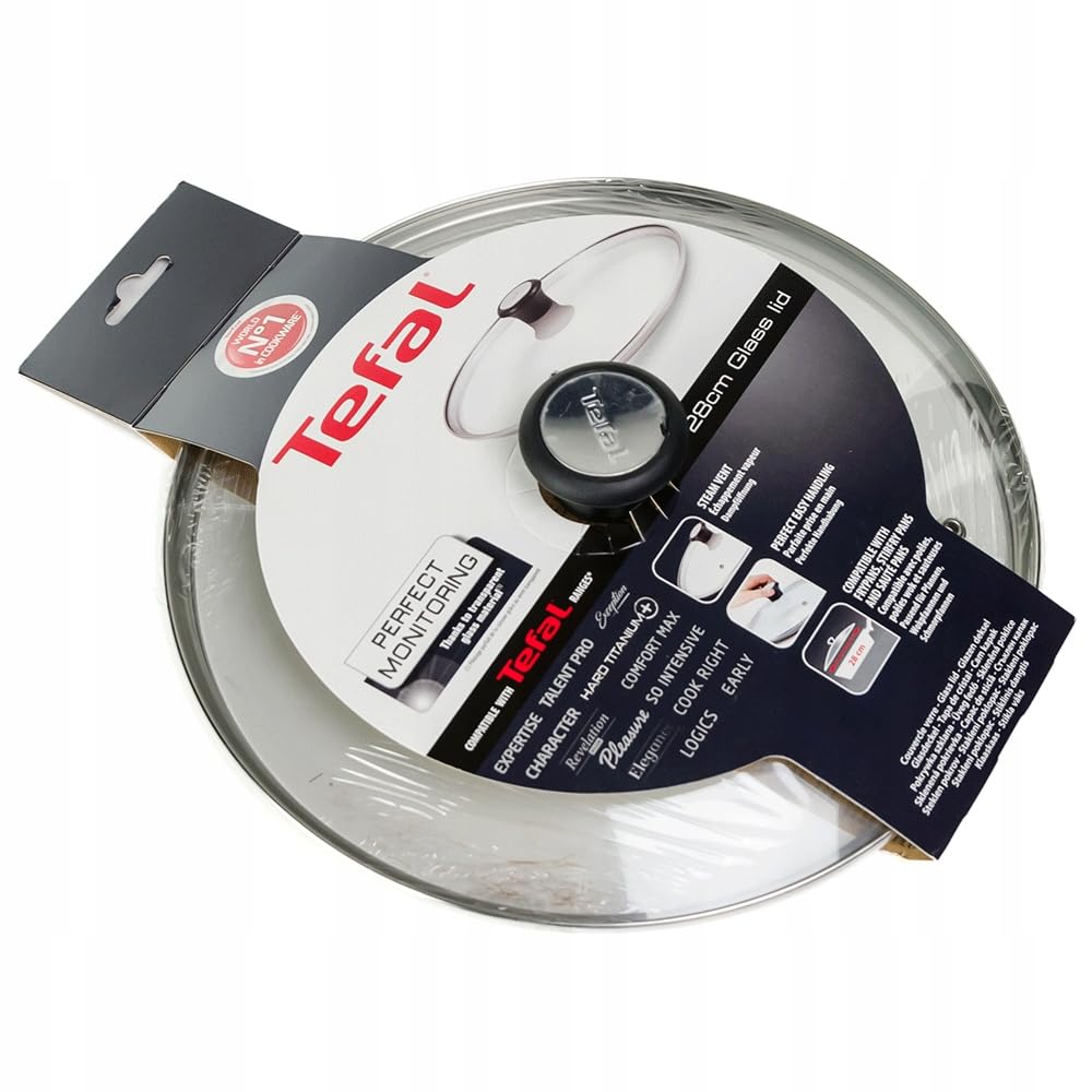 TEFAL Set di 4 coperchi universali in vetro con diametro di 24, 26, 28 e 30 cm