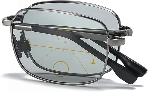 Lentes de lectura fotocromáticos multifocales con zoom progresivo compacto plegable aumento gafas tintadas al sol con lectores