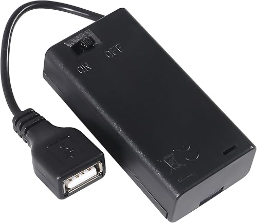 Miniatura 4 de 4 soportes de batería AA, 2 cajas de batería de 1.5 V con cable USB, interruptor de encendidoapagado para relojes de pared, radio, juguetes para