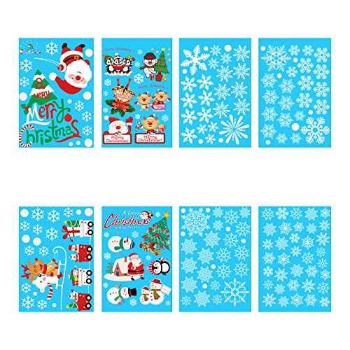 YAAVAAW 8 Feuilles Père Noël et Bonhommes de Neige & Joyeux Noël Stickers Fenêtre Autocollants Auto-adhésifs statiques Amovibles en PVC pour la décoration de Noël Maison/Boutique/Fête Cover