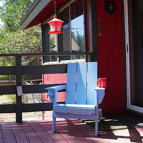 Resin Teak Folding Adirondack Chair With Cup Holder Set Of 2, Premium All Weather Outdoor Patio Furniture, 22 Inch Wide Seat, Up To 350 Lbs, Foldable Outdoor Patio Chairs, Newport Collection (Blue) #TOP4
