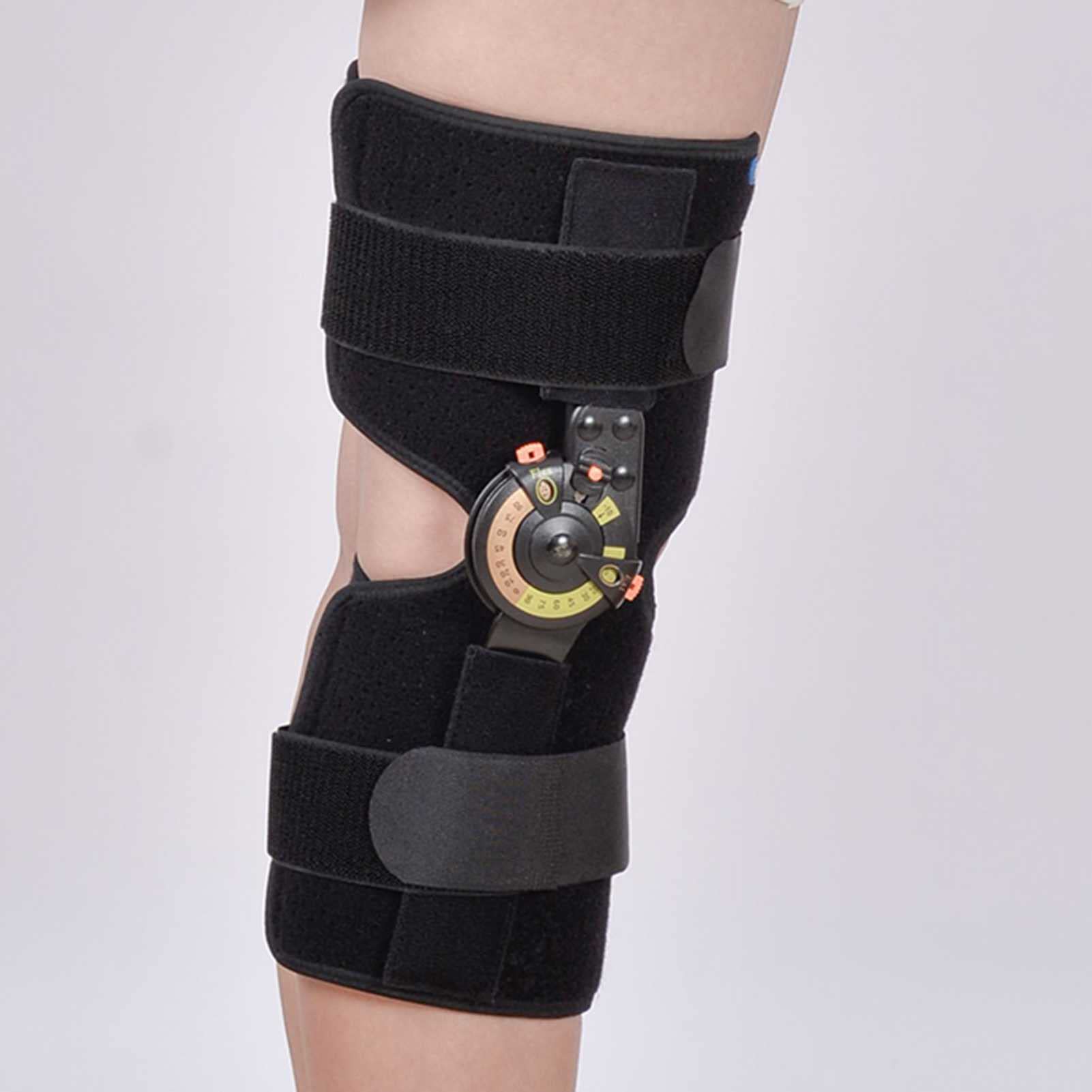 Ortesis de rodilla con bisagra Rodillera de fijación de rodilla, rodillera de rehabilitación para fractura de rodilla, ligamento de menisco, Dial ajustable y extraíble para asistencia en la vida diar