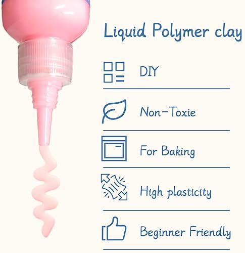 Miniatura 5 de Arcilla de polímero líquido rosa de 4.2 onzas, arcilla líquida para horno de arcilla polimérica, para entusiastas del bricolaje, fácil de moldear y