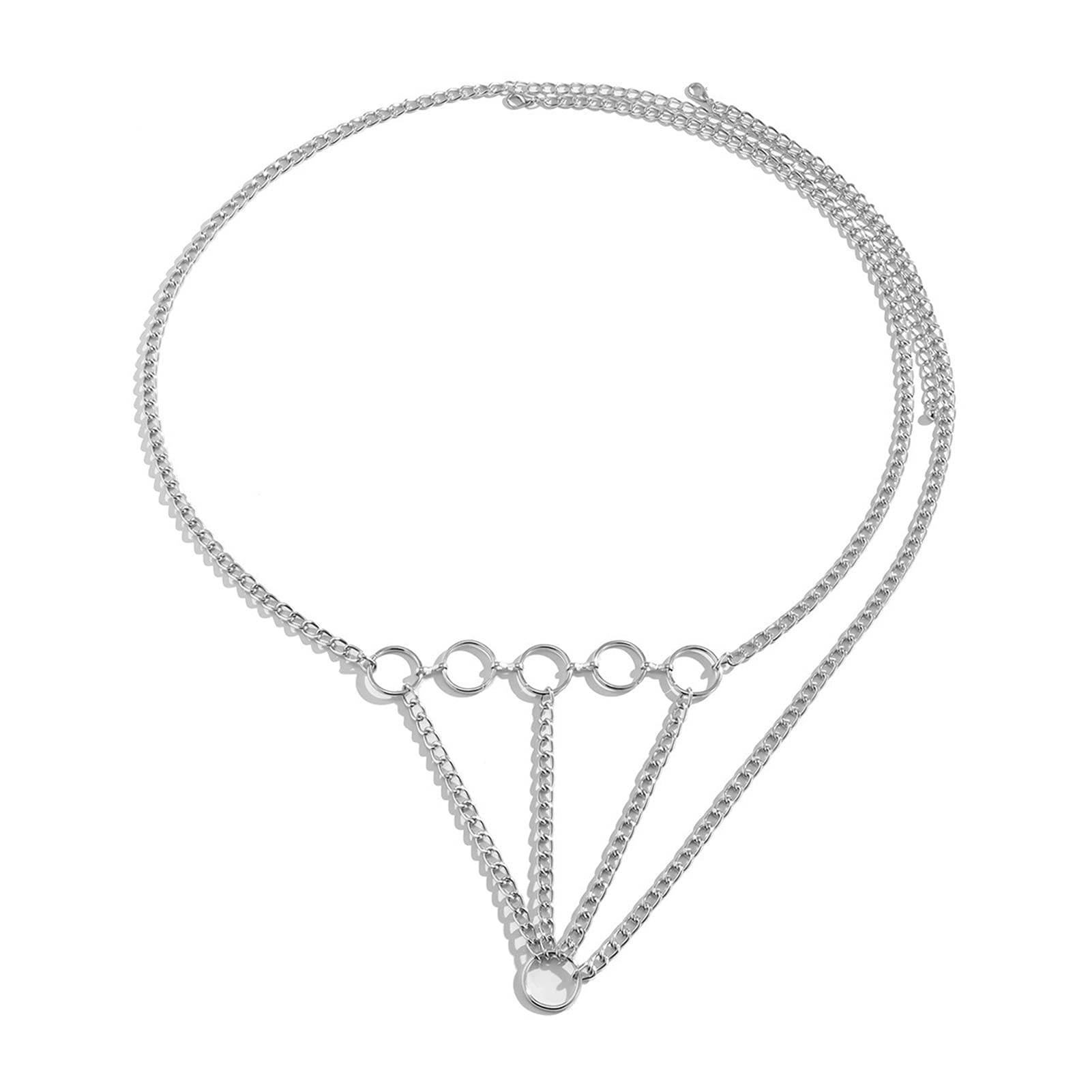 Body Chain Damen Kette - Goldfarbene einfache Strandkette mit Kreuzband für Taille und Bauch - Schwarze Harnaskette - Edler Schmuck für Damen - Accessoires