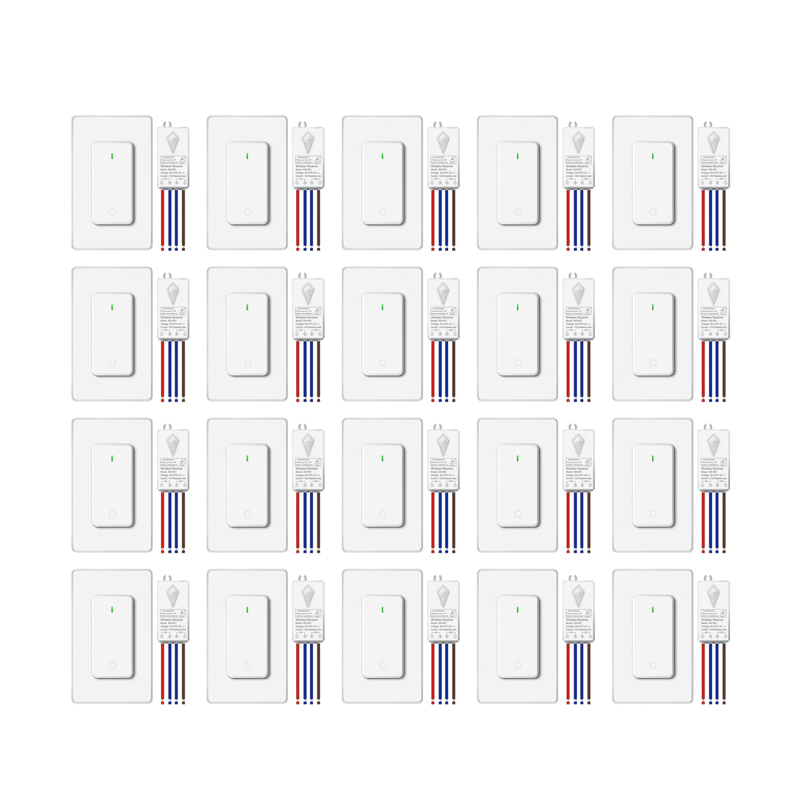 Funkschalter Set,NineLeaf 10PK Funk Lichtschalter,400m Reichweite,IP66 wasserdicht,ohne Stromverdrahtung, Einfache Installation,für Innen- und Außenbereich,Lampen,Deckenleuchten