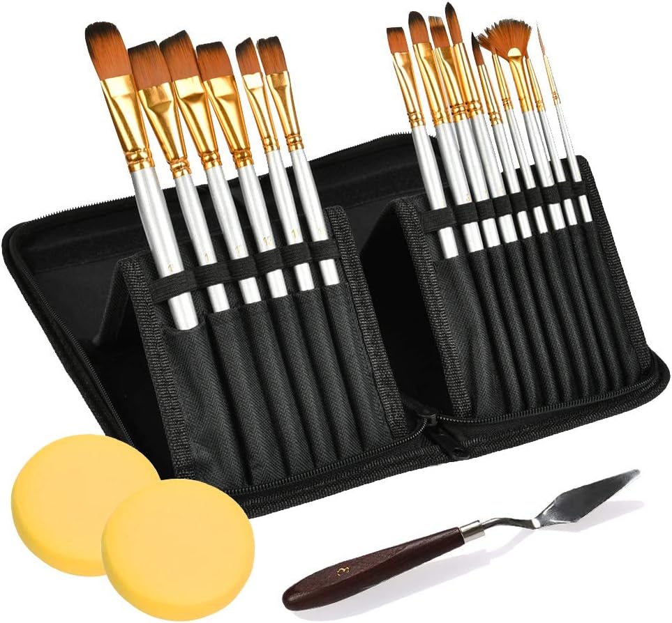 FOCCTS Acrylic Paint Brushes Set, 15PCS Acrylic Paint