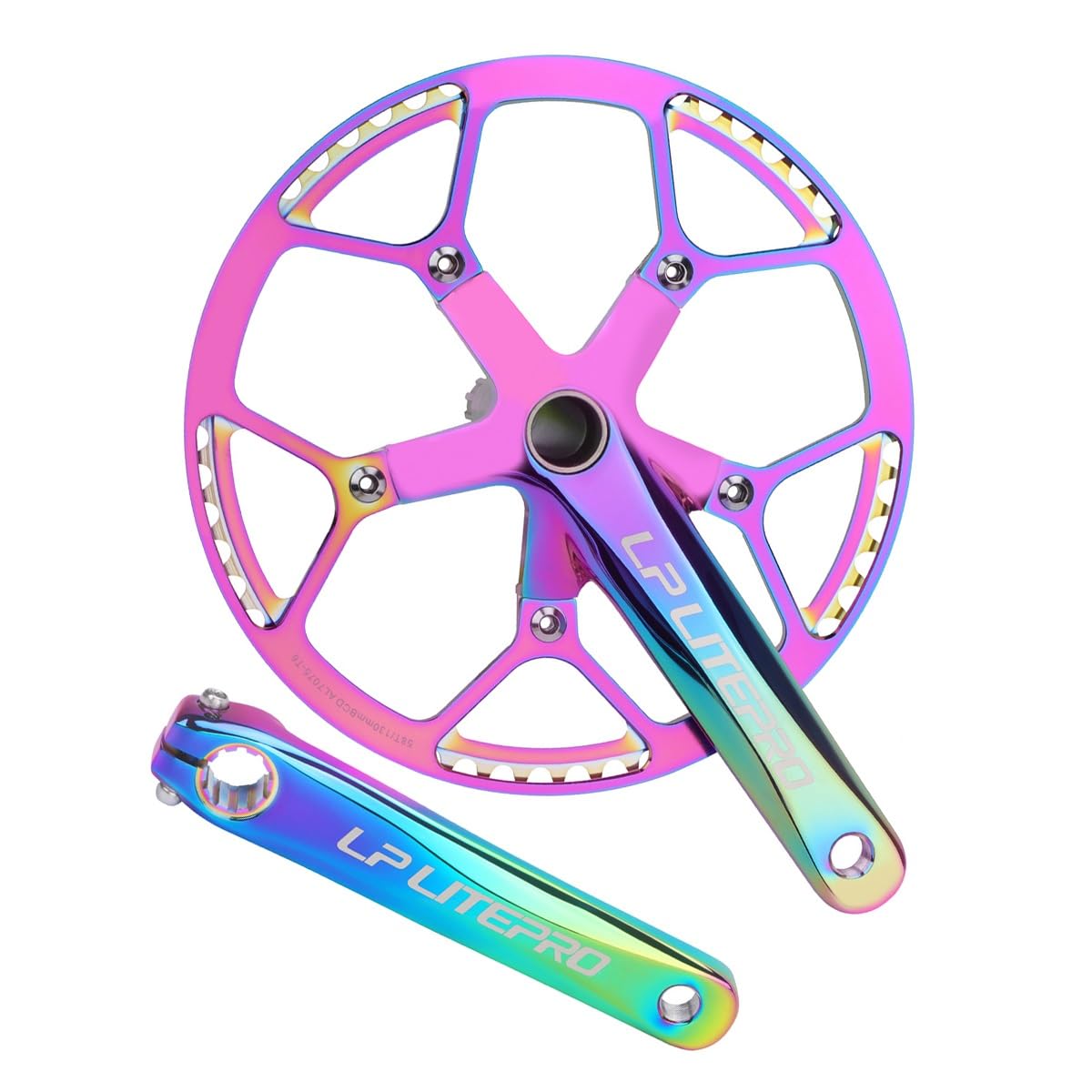 Składany rower 170 mm wydrążony zintegrowany zestaw korbowy z 45T 47T 53T 56T 58T korbą ze stopu aluminium okrągła tarcza (58T)