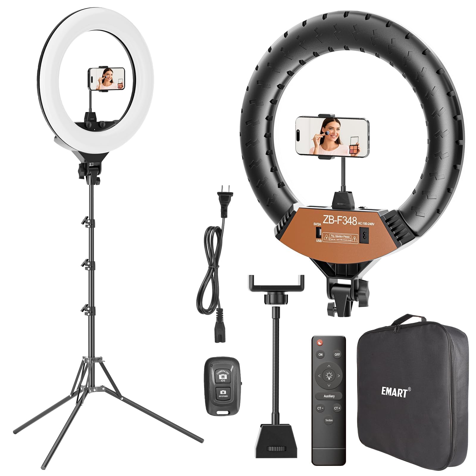 EMART 18in Ring Light with Stand, 2800-6500K LED Photography Lighting Kit